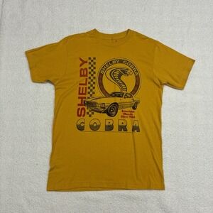 American Classics Yellow Vintage Style 70s Shelby Cobra Muscle Car Racing Tee M